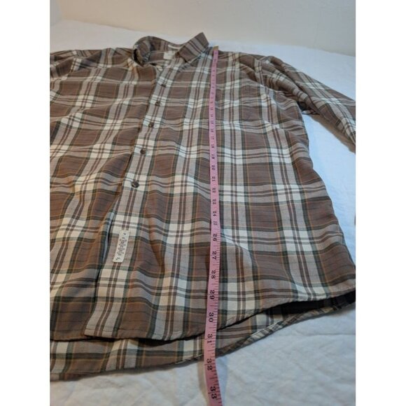 Savane Deep Dye Mens Button Down Long Sleeve Flannel Plaid Shirt Large brown K7 - Picture 7 of 9
